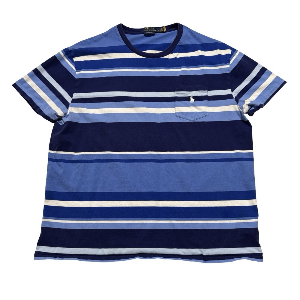 Polo Ralph Lauren Men's Striped T Shirt Blue Size Large 23 x 27